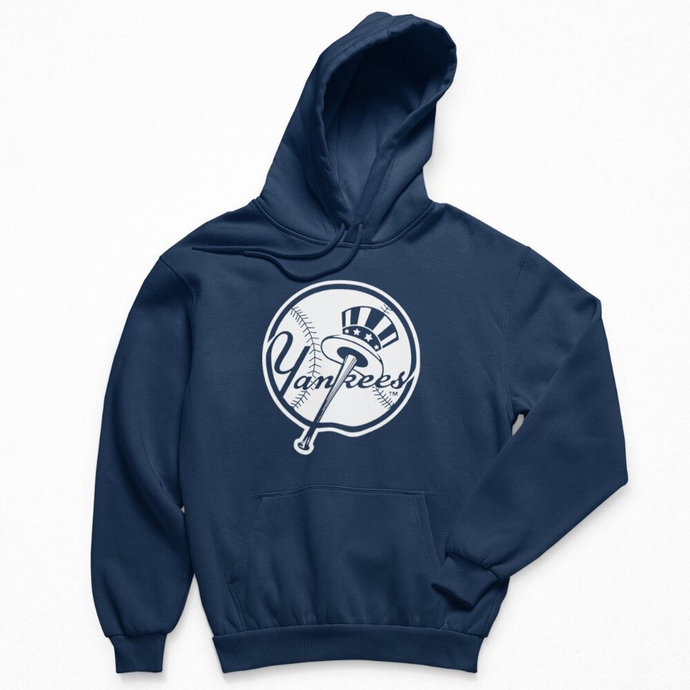 NEW York Yankees Team Color Pop Big Baseball Logo Fleece Pullover Hoodie NAVY